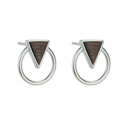 Pendiente de plata con madera de palmera triangulo